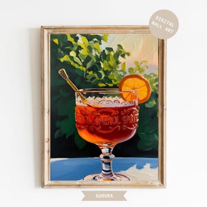 アペロール スプリッツ プリント絵画、アペロール スプリッツ 油絵、ヴィンテージ カクテル ウォールアート、レトロなバーカート装飾、キッチン印刷物、デジタルダウンロード