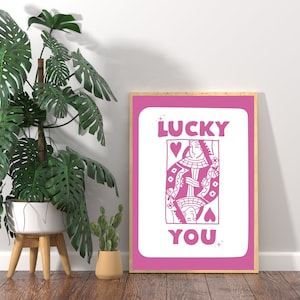 Trendige Retro Wand Kunst | Zum Glück Poster | Trendige ästhetische Wandkunst | Maximalistisches Lucky You Wanddekor | Trendiges Lucky You Funky Poster