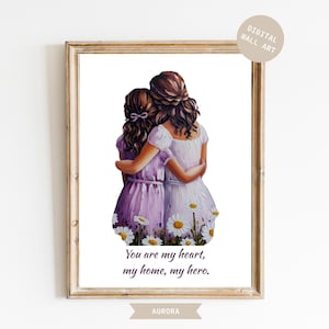 Mother and Daughter Wall Art, Oil Painting Mother’s Day Gift, Printable Mom and Daughter Art,Mother and Daughter PNG,Mother Day Gift for Mom