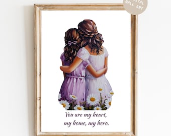 Mother Daughter Oil Painting Print, Mother's Day Gift (Digital Download)