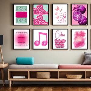 Trendy Pink Wall Art Prints: Girly Dorm Decor (Set of 14) (Digital Download)