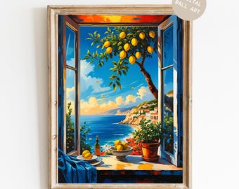 Amalfi Coast Lemon Tree Print: Italian Kitchen Seaside Art (Digital Download)