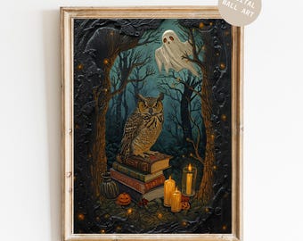 Printable Vintage Halloween Wall Art, Dark Academia Room Decor(Digital Download)