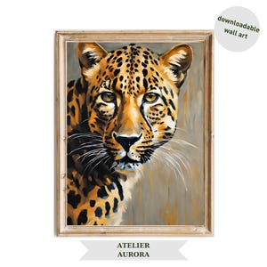 Leopard Oil Painting: Safari Animal Print, Minimalist Decor (Digital Download)