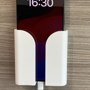 Cell Phone Wall Mount with Charging Cable Hole – 3D Printed Smartphone Holder for Kitchen, Office & Bedroom