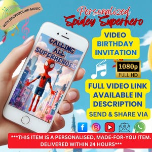 Spectacular Spidey Superhero Video Invitation – Premium Design Birthday Invite with Music!