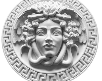 Medusa Statua in rilievo Busto in gesso Figura greca Mitologia Atena Storia dell'arte Versace Scultura astratta Mythos Modello 3 d Wall Deco parete di casa