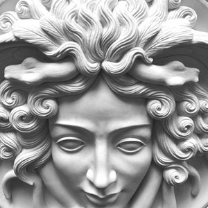 Medusa Relieve Estatua Busto yeso Figura griega Mitología Atenea Historia del Arte Versace Escultura abstracta Mitos 3 d modelo Wall Deco pared del hogar imagen 4