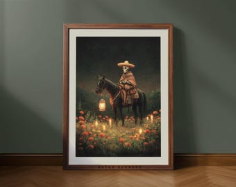 Day of the Dead Skeleton Cowboy Print – Mexican Folk Art (Digital Download)