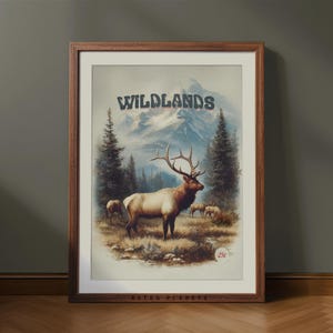 Vintage Elk Hunting Poster: Rustic Cabin Decor (Digital Download)