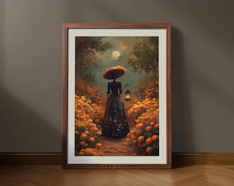 ゴシック ラ カトリーナ プリント: Día de los Muertos ウォール アート (デジタル ダウンロード)
