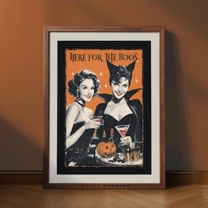 Halloween Cocktail Wall Art – Retro Halloween Poster for Bar Cart Decor, Funny Witch Print for Spooky Season, Digital Wall Art Download