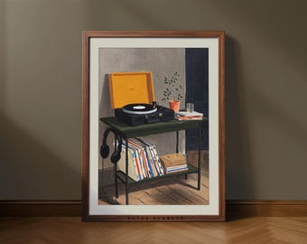 Cozy Record Player Wall Art – Retro Music Inspired Print (Digital Download)