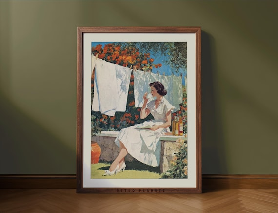 Mid-Century Laundry Room Art: 1950s Housewife Vintage Print (Digital Download)