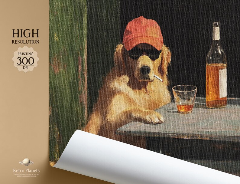 High resolution smoking dog digital wall art close up texture view