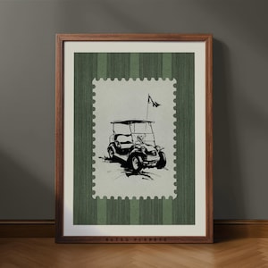 Retro Golf Cart Print: Vintage Sports Poster, Golfer Room Decor (Digital Download)