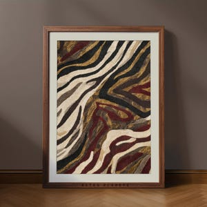Zebra Wall Art Abstract Poster | Retro Aesthetic Decor, Zebra Pattern Print, Bold Animal Wall Art for Bedroom or Office