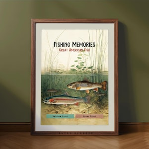 Vintage Rainbow & Brown Trout Print: Cabin Fishing Lodge Art (Digital Download)