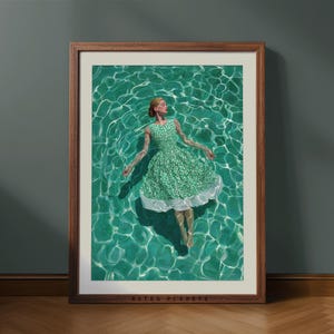 Retro Woman Swimming Pool Print: Vintage Summer Wall Art (Digital Download