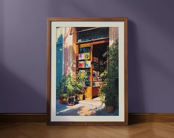 Retro Vinyl Record Store Art Print – Vintage Music Shop (Digital Download)