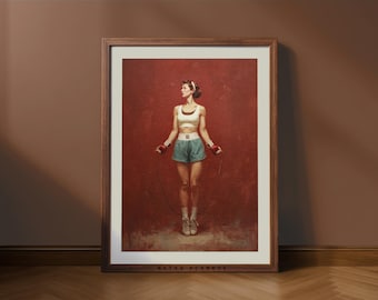 Lámina retro de boxeadora: decoración vintage de gimnasio de boxeo (descarga digital)