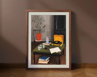 Impression murale confortable pour tourne-disque - Cadeau pour mélomane rétro (téléchargement numérique)