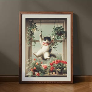 Funny Cat Bathroom Print: Retro Kitten Wall Art (Digital Download)