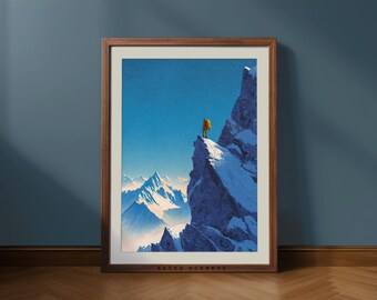 Retro wandelbergkunstprint – vintage klimposter, muurdecoratie buiten (digitale download)