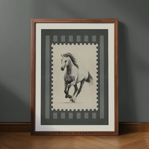 Vintage Rodeo Horse Print: Mid-Century Modern Western Wall Art (Digital Download)
