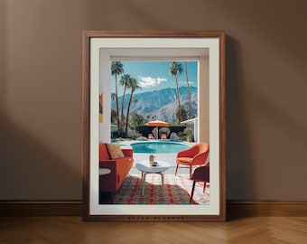 Palm Springs Poolside Print – Retro Mid-Century Modern Wall Art (Digital Download)