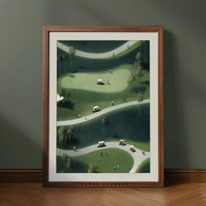 Golfers Wall Decor Vintage Sports Poster – Abstract Golf Course Print, Digital Golf Art Gift for Golfer and Sports Lovers
