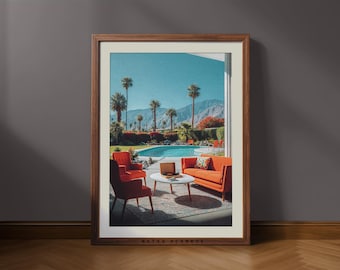 Impresión retro de Palm Springs: arte moderno de mediados de siglo para piscinas (descarga digital)