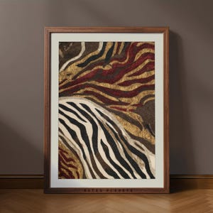 Zebra Wall Art Abstract Poster | Retro Aesthetic Decor, Zebra Pattern Print, Bold Animal Wall Art for Bedroom or Office