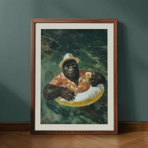 Stampa di Bigfoot per piscina / Divertente decorazione murale per baita / Arredamento estivo vintage per il lago / Download digitale