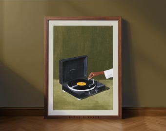 Art mural minimaliste pour tourne-disque - Impression pour mélomane rétro (téléchargement numérique)