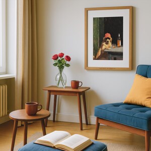 Dog whisky art print styled for home bar and kitchen decor