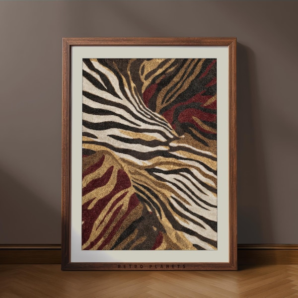 Impression abstraite zèbre | Art mural animalier rétro (téléchargement numérique)