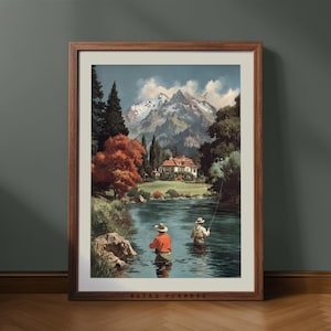 Vintage Fly Fishing Print: Rustic Cabin Wall Art (Digital Download