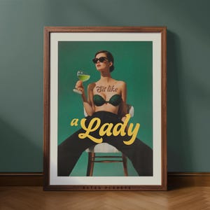 Retro Feminist Art Print: Sit Like a Lady - Bold Female Empowerment (Digital Download)