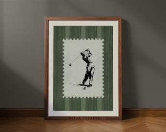 Retro Golf Swing Print: Vintage Sports Art (Digital Download