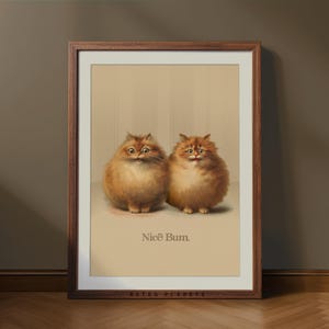 Funny Cat Bathroom Art: Vintage Kittens Nice Bum Toilet Decor (Digital Download Poster