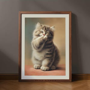 Funny Cat Bathroom Print: Retro Kitten Wall Art (Digital Download