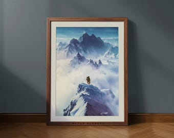 Retro wandelbergkunstprint – vintage klimposter, muurdecoratie buiten (digitale download)