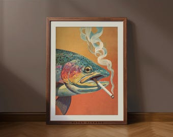 Vintage Trout Fishing Print: Retro Orvis Magazine Cover Art (Digital Download)