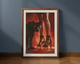 Retro Panther Fashion Heels Print: Trendy Hypebeast Wall Art (Digital Download)
