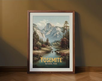 Vintage Yosemite National Park Poster: California Travel Art Print (Digital Download