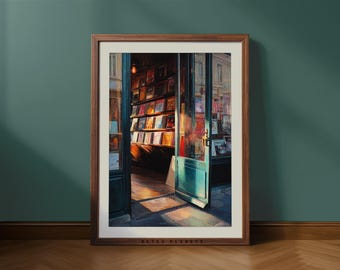 Retro Vinyl Record Store Art Print – Vintage Music Shop (Digital Download)