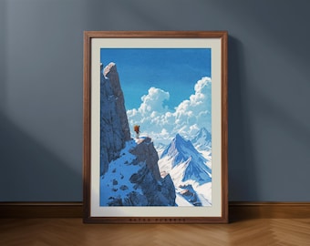 Retro wandelbergkunstprint – vintage klimposter, muurdecoratie buiten (digitale download)