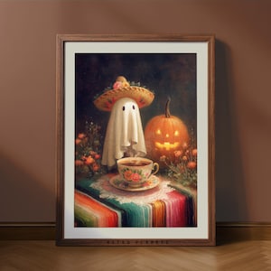 Mexican Ghost Cafe Print: Retro Halloween Kitchen Art (Digital Download)