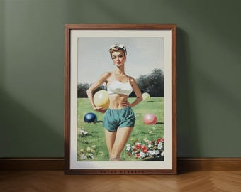 Retro Fitness Wall Art – Vintage Outdoor Exercise Poster (Digital Download)